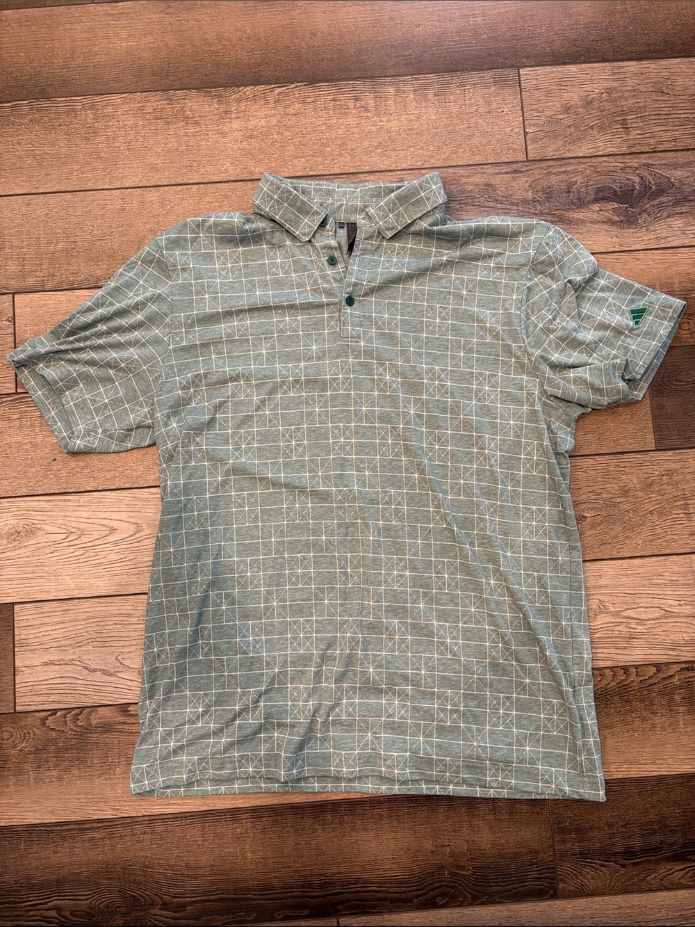adidas Sage Green Polo with White Grid